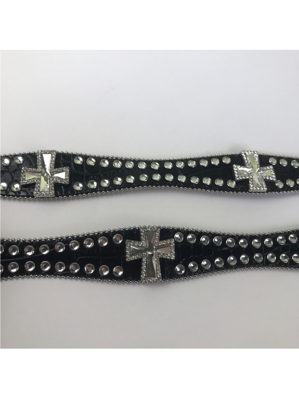 Blazin Roxx Black Croc Cross Rhinestone Western Belt Cowgirl Medium NWOT - Picture 4 of 14